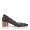 Schuhe mit Blockabsatz im Metallic-Look 7934