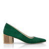 Schuhe mit Blockabsatz im Metallic-Look 7935