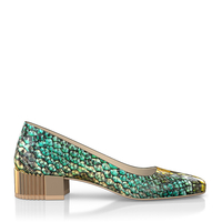 Schuhe mit Blockabsatz im Metallic-Look 8533