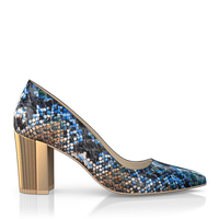 Schuhe mit Blockabsatz im Metallic-Look 8544