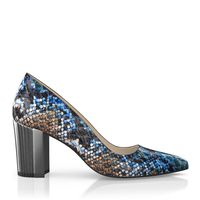 Schuhe mit Blockabsatz im Metallic-Look 8649