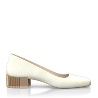 Schuhe mit Blockabsatz im Metallic-Look 8714