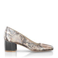 Schuhe mit Blockabsatz im Metallic-Look 9070