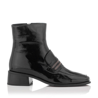 Slipper Stiefel mit Lasche Donna Knautschlackleder - Schwarz
