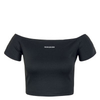 Damen Crop Top - Milano Bardot Top - Black