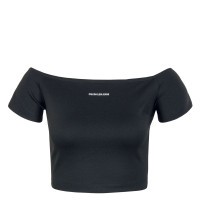 Damen Crop Top - Milano Bardot Top - Black