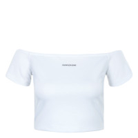 Damen Crop Top - Milano Bardot Top - Bright White