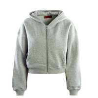Damen Jacke - Cropped Zip-Hoodie - Grey, XS, Grau