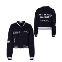 Damen Jacke - Largo Glitter Oversize Crop - Black