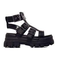 Damen Sandale - Gld Zip Sandal Platform Vegan Nappa - Black, 37, Schwarz