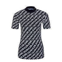 Damen Shirt - AOP Slim Mock Neck Tee - Black