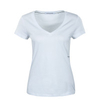 Damen T-Shirt - Micro Branding Off Placed V-Neck - White