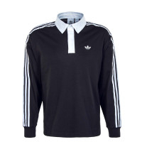 Herren Longsleeve - Solid Rugby - Black / White