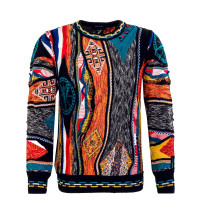 Herren Pullover - C9911 201 - Black / Orange / Petrol