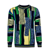 Herren Strickpullover - C9903 - Navy / Green / Yellow