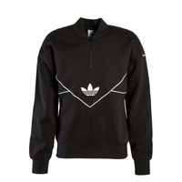 Herren Sweatshirt - C Half Zip - Black / White, XL, Schwarz