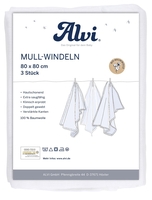 Alvi 93920 Mull Windeln 3er Pack weiß