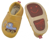 Anna und Paul Leder-Krabbelschuh Bagger mais mit Gummisohle Größe S-18/19