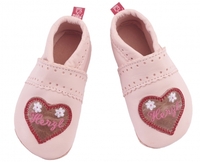 Anna und Paul Leder-Krabbelschuh Herzl rosa Größe M-20/21