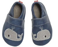 Anna und Paul Leder-Krabbelschuh mit Ledersohle Wal Größe M ocean