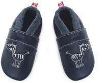Anna und Paul Leder-Krabbelschuh Zebra marine Größe L-22