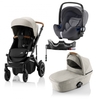 Britax Römer SMILE III Beige COMFORT PLUS BUNDLE (inkl. Sportwagen,  Kinderwagenaufsatz,  BABY-SAFE i-SIZE Storm Grey,  Flex Base)