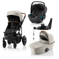 Britax Römer SMILE III Beige COMFORT PLUS iSENSE BUNDLE (inkl. Sportwagen,  Kinderwagenaufsatz,  BABY-SAFE iSENSE Midnight Grey Smile,  Base)