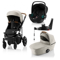 Britax Römer SMILE III Beige COMFORT PLUS iSENSE BUNDLE (inkl. Sportwagen,  Kinderwagenaufsatz,  BABY-SAFE iSENSE Space Black Smile,  Base)