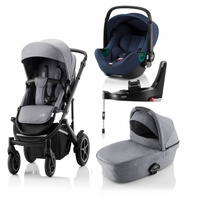 Britax Römer SMILE III Frost Grey/black COMFORT PLUS iSENSE BUNDLE (inkl. Sportwagen,  Kinderwagenaufsatz,  BABY-SAFE iSENSE Indigo Blue Smile,  Base)