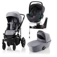 Britax Römer SMILE III Frost Grey/black COMFORT PLUS iSENSE BUNDLE (inkl. Sportwagen,  Kinderwagenaufsatz,  BABY-SAFE iSENSE Midnight Grey Smile,  Base)