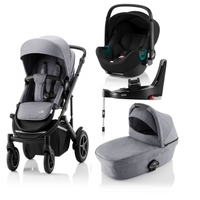 Britax Römer SMILE III Frost Grey/black COMFORT PLUS iSENSE BUNDLE (inkl. Sportwagen,  Kinderwagenaufsatz,  BABY-SAFE iSENSE Space Black Smile,  Base)