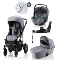 Britax Römer SMILE III Frost Grey/black COMFORT PLUS iSENSE STAY COOL BUNDLE (inkl. Sportwagen,  Kinderwagenaufsatz,  BABY-SAFE iSENSE Frost Grey,  Base)