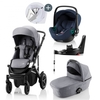 Britax Römer SMILE III Frost Grey/black COMFORT PLUS iSENSE STAY COOL BUNDLE (inkl. Sportwagen,  Kinderwagenaufsatz,  BABY-SAFE iSENSE Indigo Blue, Base)