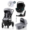 Britax Römer SMILE III Frost Grey/black COMFORT PLUS iSENSE STAY COOL BUNDLE (inkl. Sportwagen,  Kinderwagenaufsatz,  BABY-SAFE iSENSE Space Black, Base)