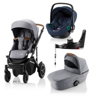 Britax Römer SMILE III Frost Grey/brown COMFORT PLUS iSENSE BUNDLE (inkl. Sportwagen,  Kinderwagenaufsatz,  BABY-SAFE iSENSE Indigo Blue Smile,  Base)