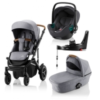 Britax Römer SMILE III Frost Grey/brown COMFORT PLUS iSENSE BUNDLE (inkl. Sportwagen,  Kinderwagenaufsatz,  BABY-SAFE iSENSE Midnight Grey Smile,  Base)