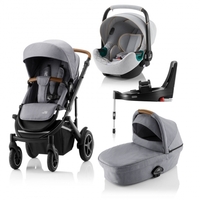 Britax Römer SMILE III Frost Grey/brown COMFORT PLUS iSENSE BUNDLE (inkl. Sportwagen,  Kinderwagenaufsatz,  BABY-SAFE iSENSE Nordic Grey Smile,  Base)