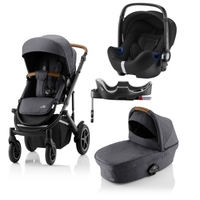 Britax Römer SMILE III Midnight Grey brown handle COMFORT PLUS BUNDLE (inkl. Sportwagen,  Kinderwagenaufsatz,  BABY-SAFE i-SIZE Cosmos Black,  Flex Base)