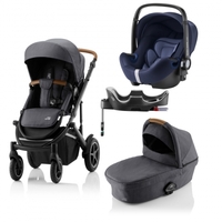Britax Römer SMILE III Midnight Grey COMFORT PLUS BUNDLE (inkl. Sportwagen,  Kinderwagenaufsatz,  BABY-SAFE i-SIZE Moonlight Blue,  Flex Base)