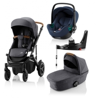 Britax Römer SMILE III Midnight Grey COMFORT PLUS iSENSE BUNDLE (inkl. Sportwagen,  Kinderwagenaufsatz,  BABY-SAFE iSENSE Indigo Blue Smile,  Base)