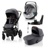 Britax Römer SMILE III Midnight Grey COMFORT PLUS iSENSE BUNDLE (inkl. Sportwagen,  Kinderwagenaufsatz,  BABY-SAFE iSENSE Nordic Grey Smile,  Base)