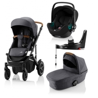 Britax Römer SMILE III Midnight Grey COMFORT PLUS iSENSE BUNDLE (inkl. Sportwagen,  Kinderwagenaufsatz,  BABY-SAFE iSENSE Space Black Smile,  Base)