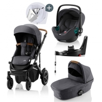 Britax Römer SMILE III Midnight Grey COMFORT PLUS iSENSE STAY COOL BUNDLE (inkl. Sportwagen,  Kinderwagenaufsatz,  BABY-SAFE iSENSE Midnight Grey,  Base)