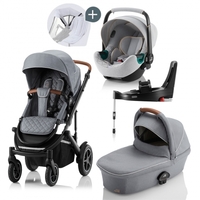 Britax Römer SMILE III Nordic Grey COMFORT PLUS iSENSE STAY COOL (inkl. Sportwagen,  Kinderwagenaufsatz,  BABY-SAFE iSENSE Nordic Grey Smile,  Base)