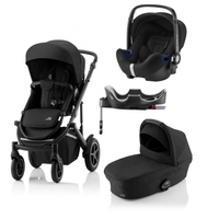 Britax Römer SMILE III Space Black COMFORT PLUS BUNDLE (inkl. Sportwagen,  Kinderwagenaufsatz,  BABY-SAFE i-SIZE Cosmos Black,  Flex Base)