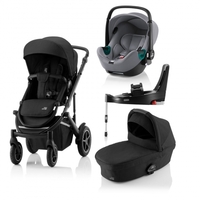 Britax Römer SMILE III Space Black COMFORT PLUS iSENSE BUNDLE (inkl. Sportwagen,  Kinderwagenaufsatz,  BABY-SAFE iSENSE Frost Grey Smile,  Base)