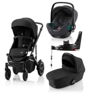 Britax Römer SMILE III Space Black COMFORT PLUS iSENSE BUNDLE (inkl. Sportwagen,  Kinderwagenaufsatz,  BABY-SAFE iSENSE Midnight Grey Smile,  Base)