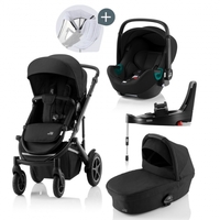 Britax Römer SMILE III Space Black COMFORT PLUS iSENSE STAY COOL BUNDLE (inkl. Sportwagen,  Kinderwagenaufsatz,  BABY-SAFE iSENSE Space Black,  Base)