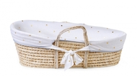 Childhome Moseskorb soft cornhusk natural inkl. Matratze und Bezug Jersey Gold Dots