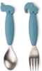 Done by Deer Easy-grip spoon and fork set - Deer friends - Blue